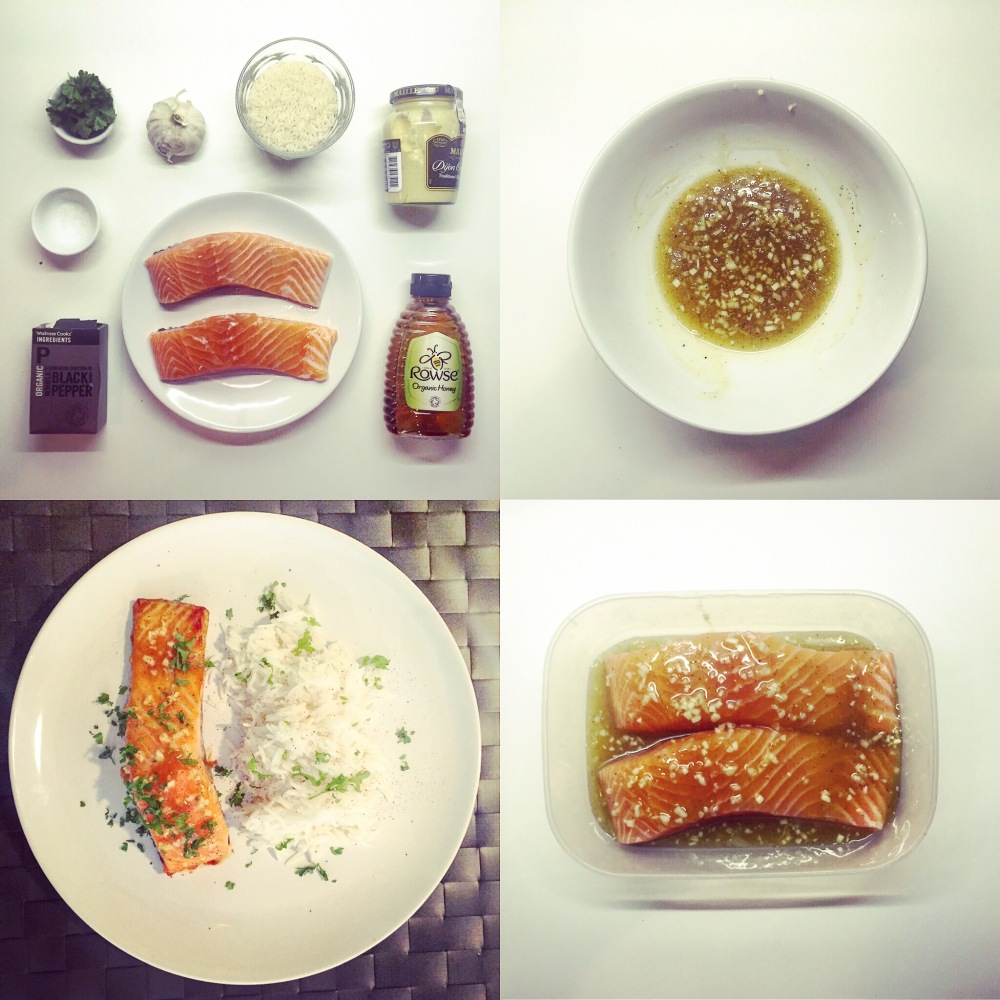 Honey Mustard Baked Salmon with Rice - The Beginner's Cookbook