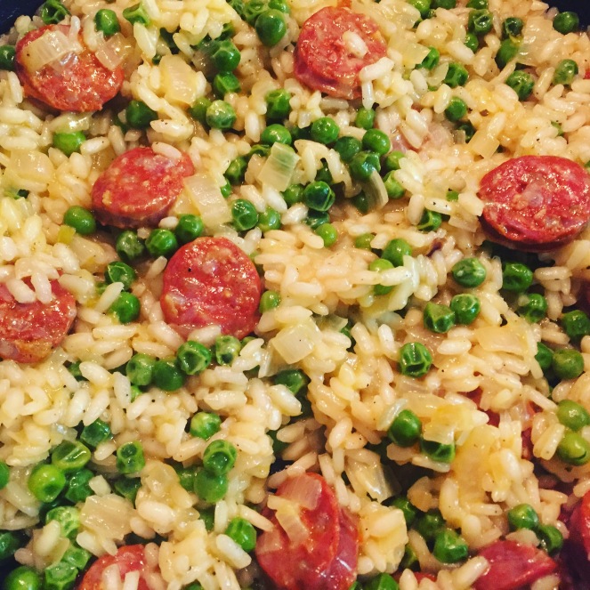 Chorizo & Green Pea Risotto - The Beginner's Cookbook Recipe